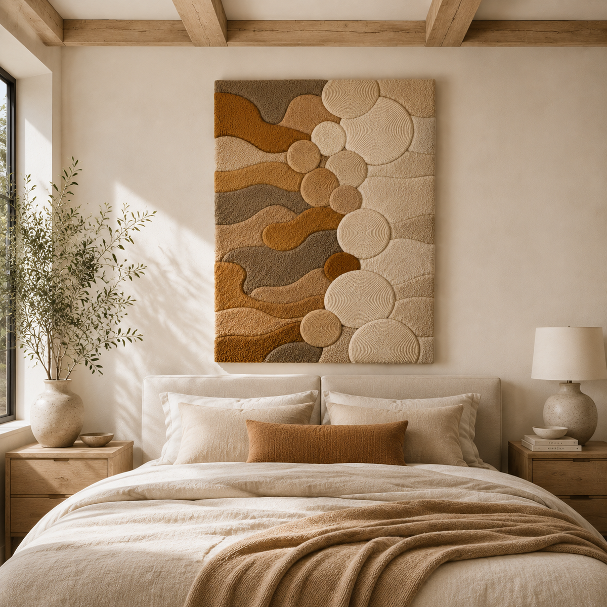 Hewn Earth River Pebbles wall art featuring realistic images of smooth river stones arranged in a natural pattern.