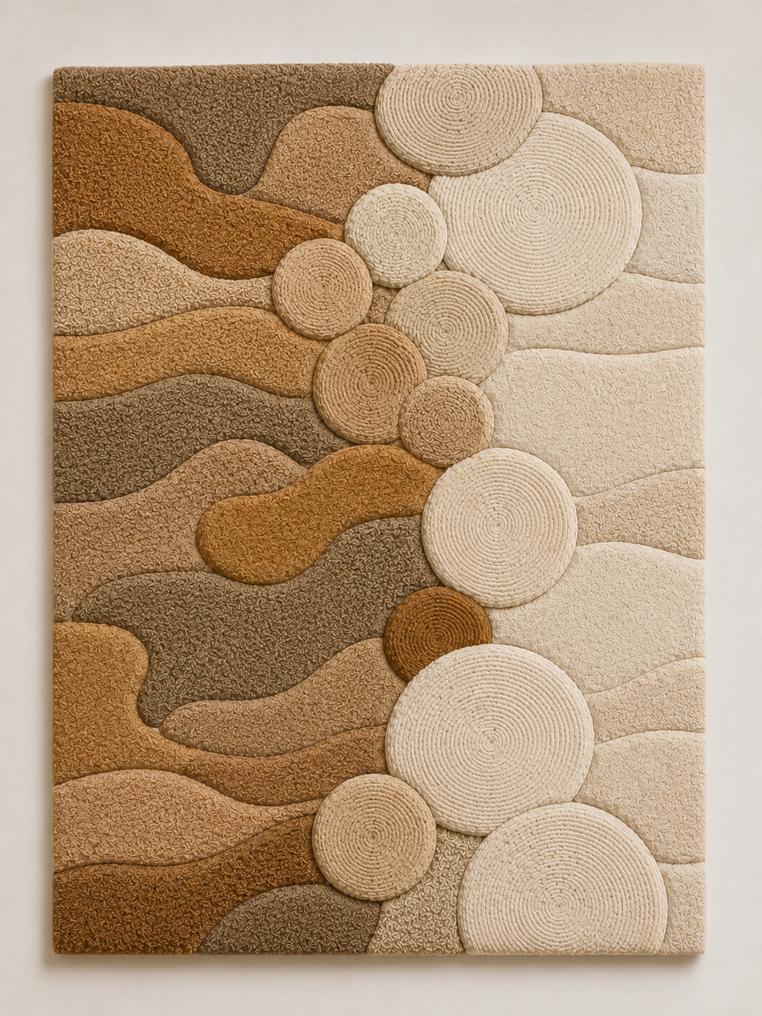 Hewn Earth River Pebbles wall art featuring a textured design with smooth, rounded stones in earthy tones for natural decor.
