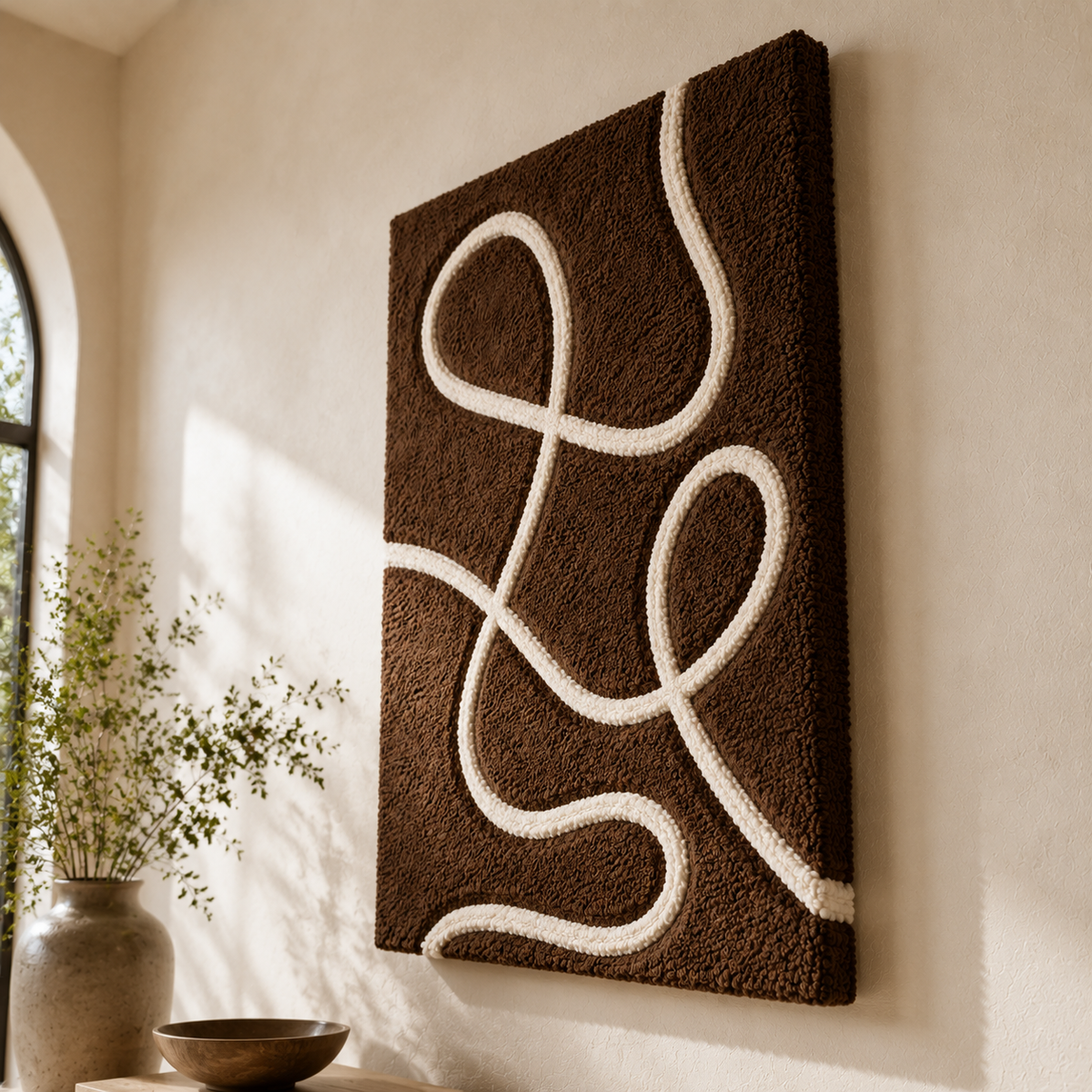 Colorful Cocoa Loops wall art by Hewn Earth featuring vibrant, abstract loops on a neutral background.