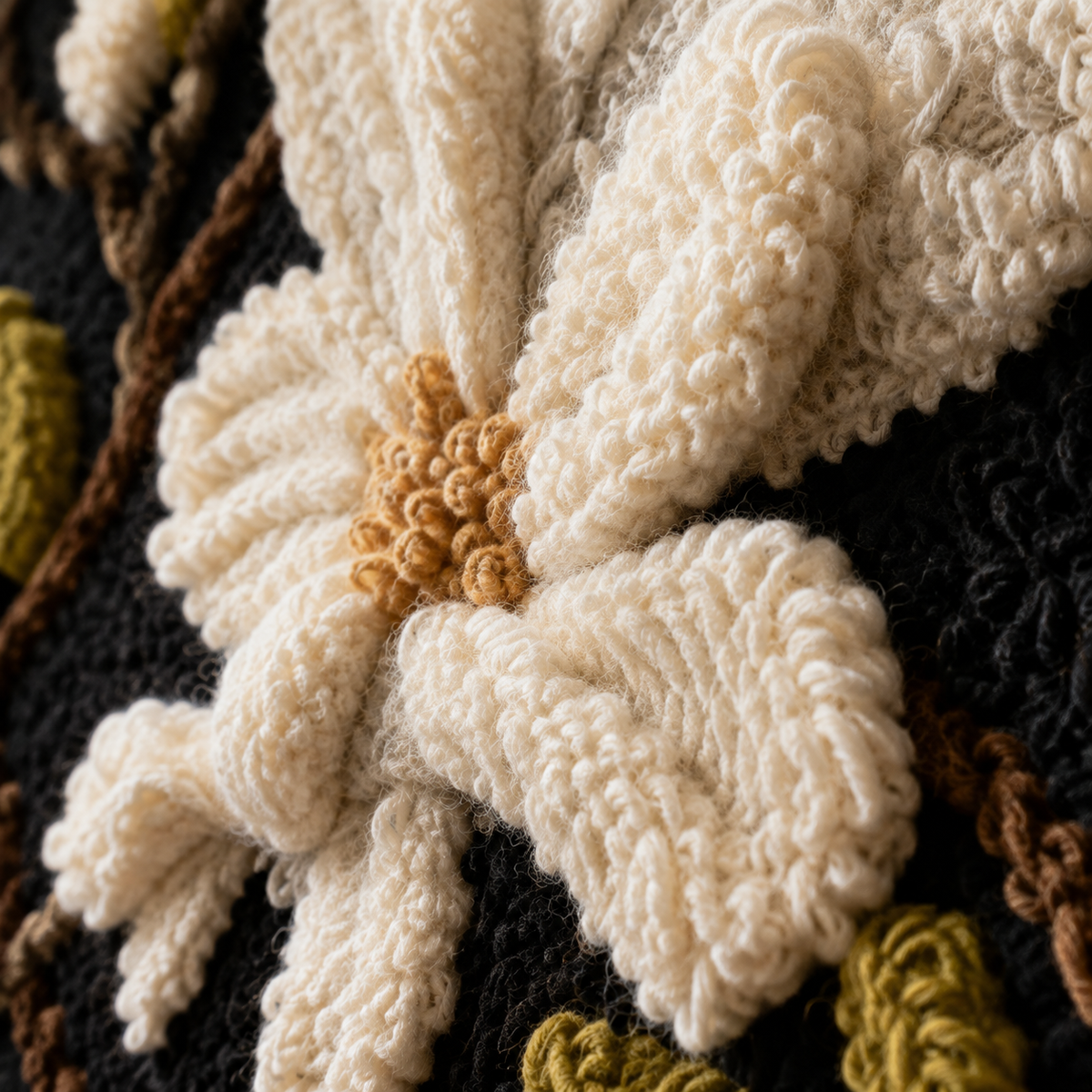 Hewn Earth Midnight Magnolia wall art, botanical print featuring dark floral design on a neutral background.