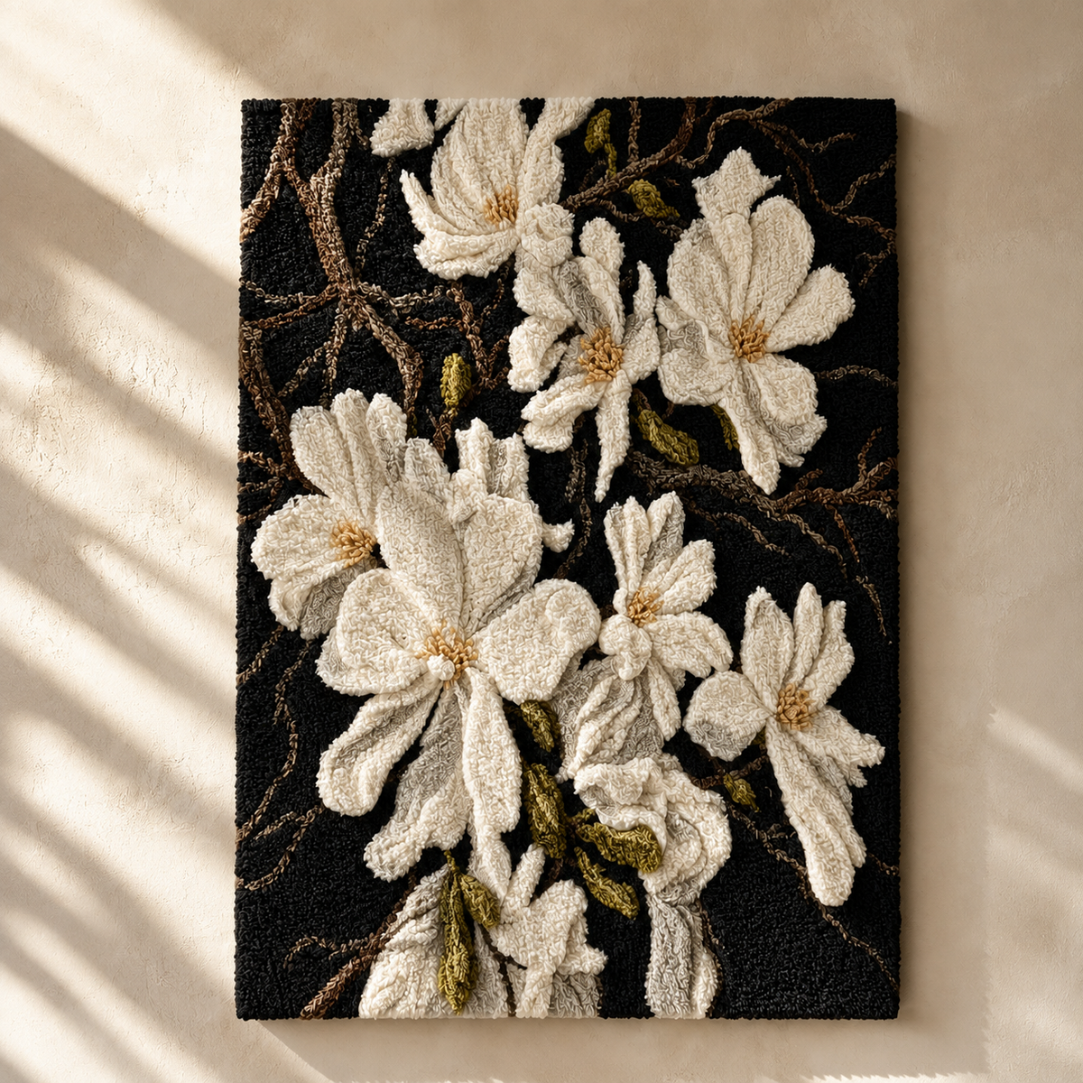 Hewn Earth Midnight Magnolia wall art featuring a dark, artistic floral design on canvas or print.