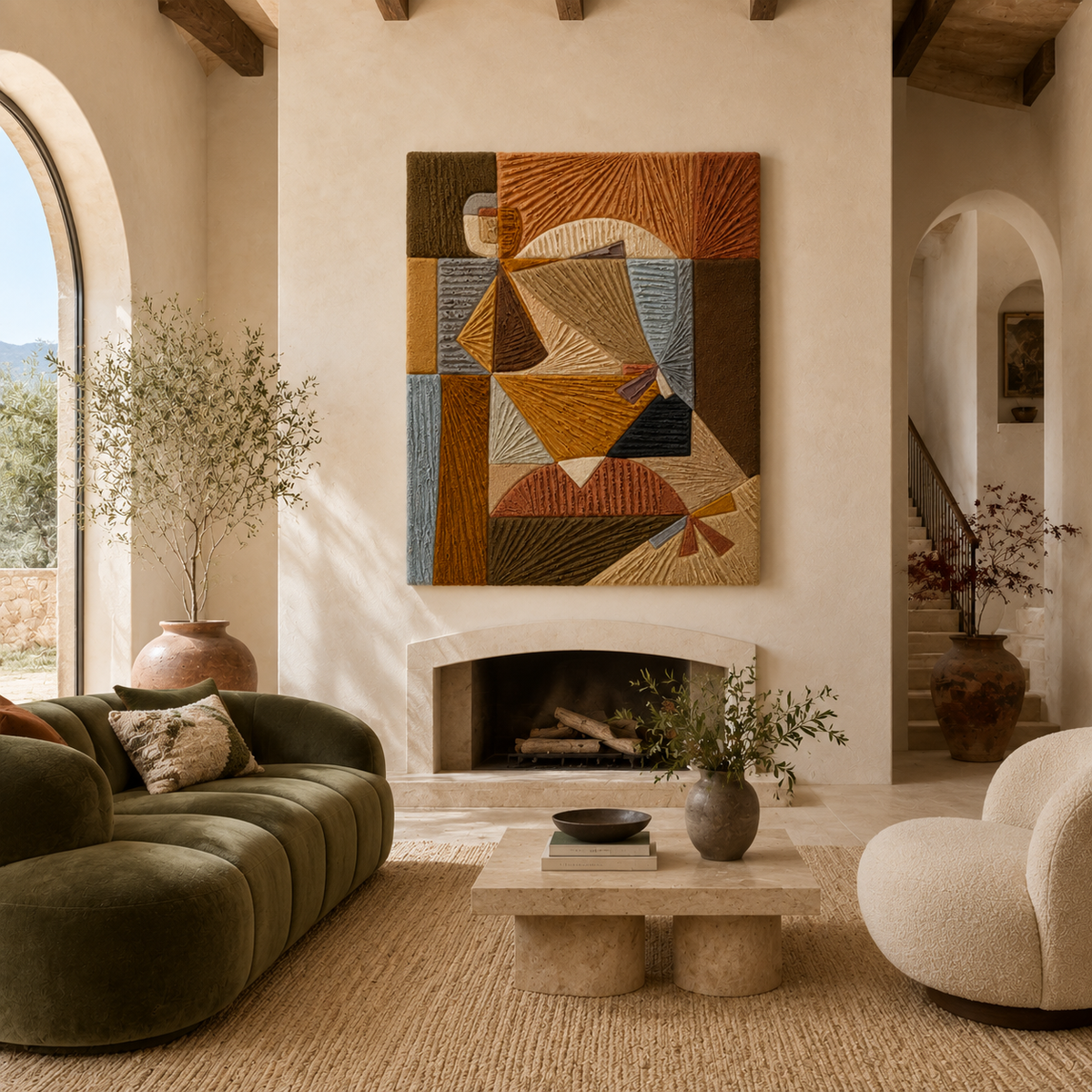 Hewn Earth copper wall art featuring geometric copper cubes arranged as modern wall decor.