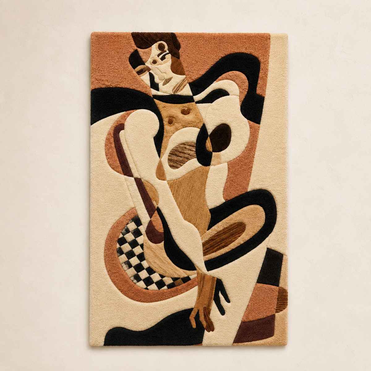 Hewn Earth Terra Figure HE-0148 wall art, abstract earthy-toned sculpture mounted on wall, modern decorative home decor piece
