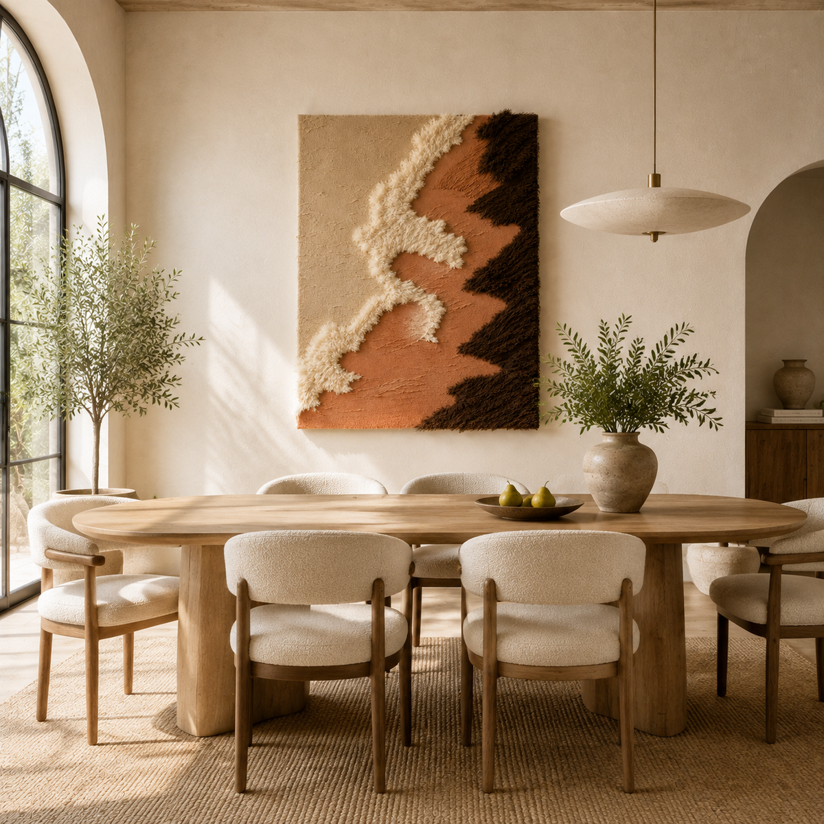 Hewn Earth Terra Ridges HE-0150 wall art featuring abstract mountain ridge design in neutral tones.