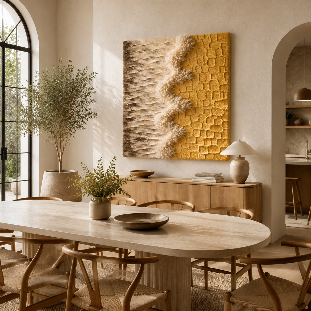 Golden Shoreline wall art by Hewn Earth featuring a serene landscape scene in warm tones.