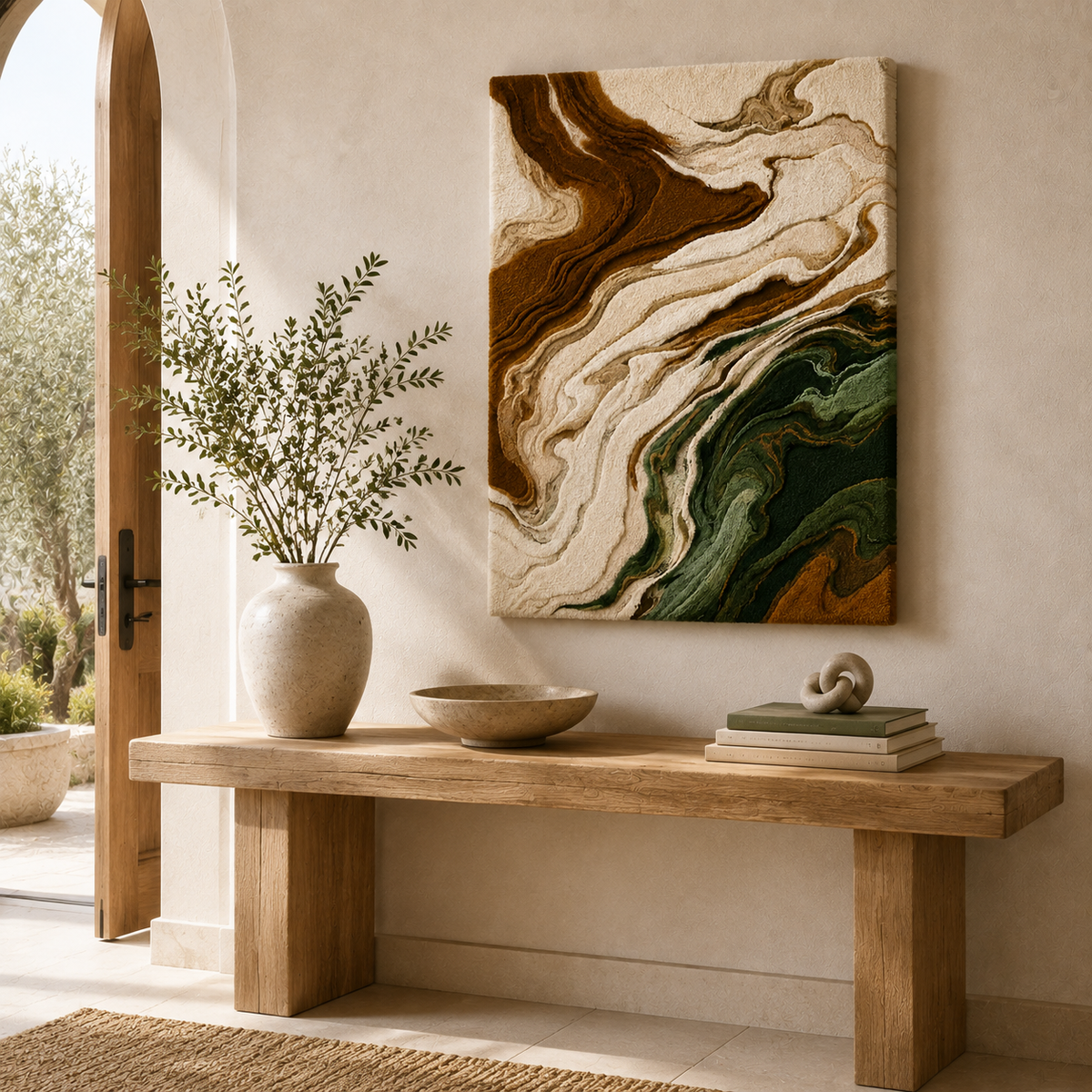 Hewn Earth River Marbled wall art HE-0154 featuring a flowing marbled design in blue, white, and gray tones for modern interior decor.