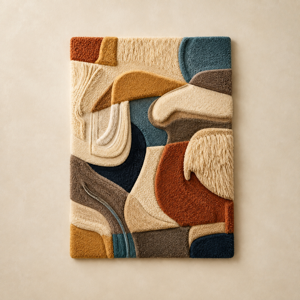 Hewn Earth Puzzle Play HE-0155 wall art featuring a colorful, abstract puzzle design on a framed canvas.