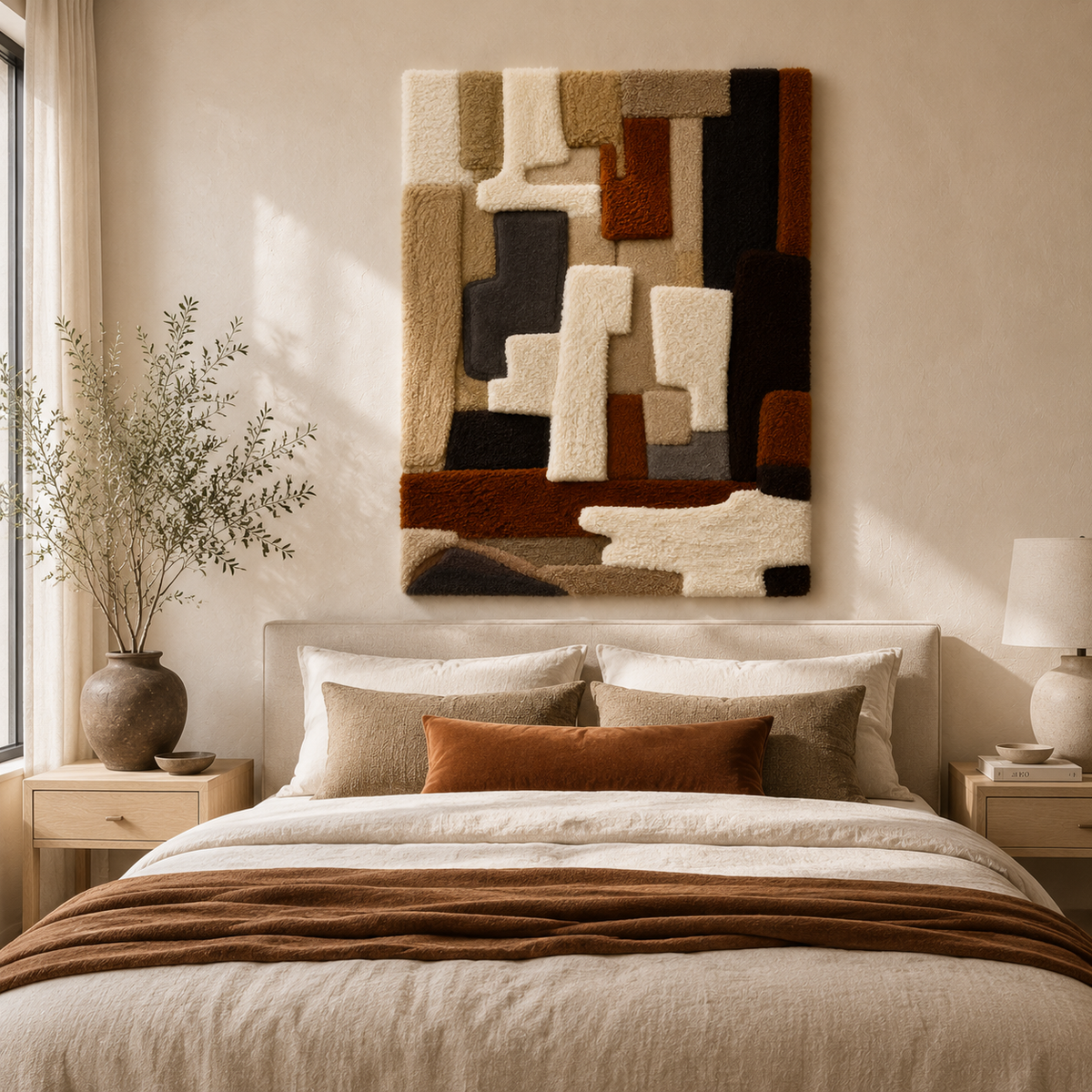 Hewn Earth Layered Field HE-0157 wall art, abstract multi-layered design in neutral tones, suitable for modern interior decor.