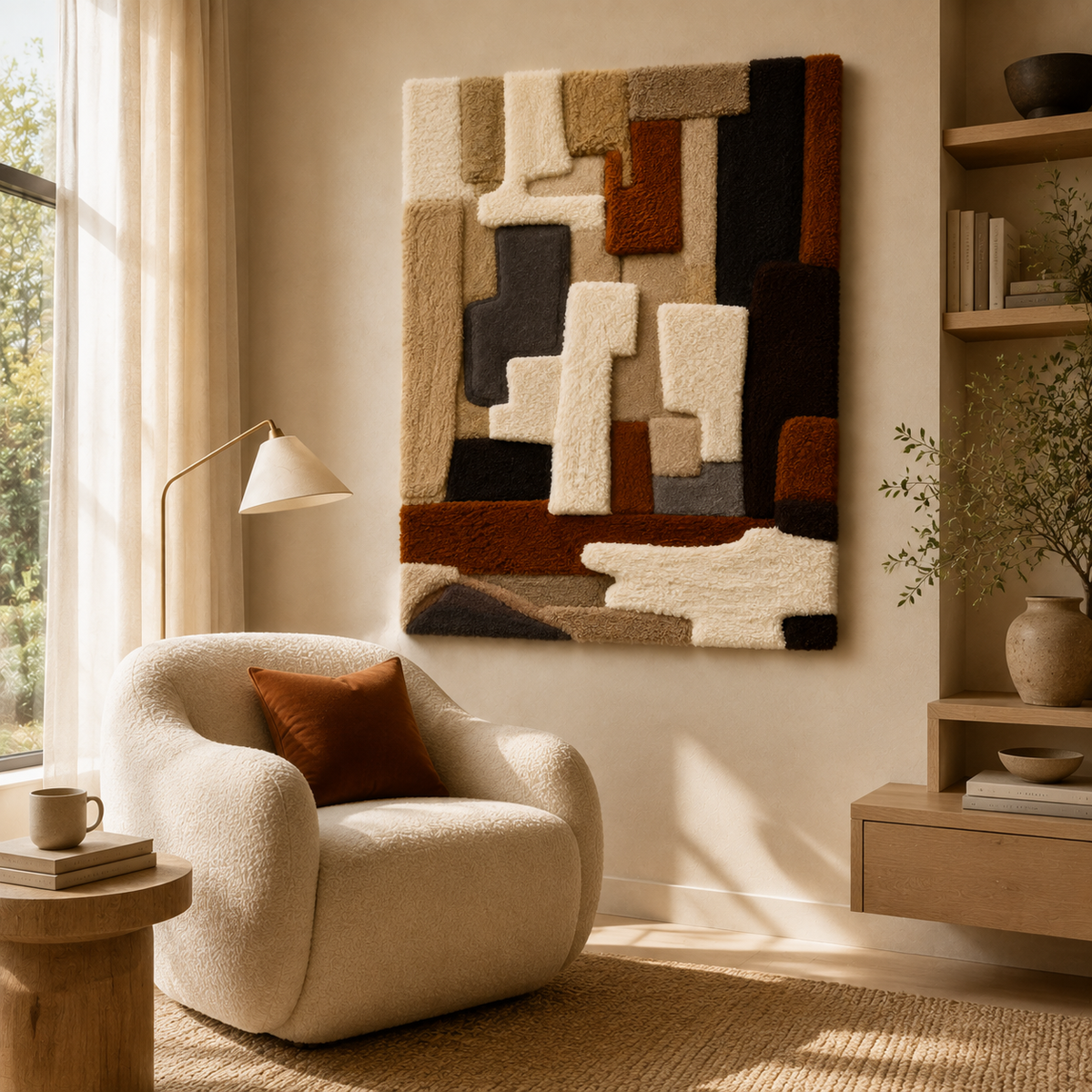 Hewn Earth layered field wall art HE-0157 featuring textured, abstract design in earthy tones on a white background
