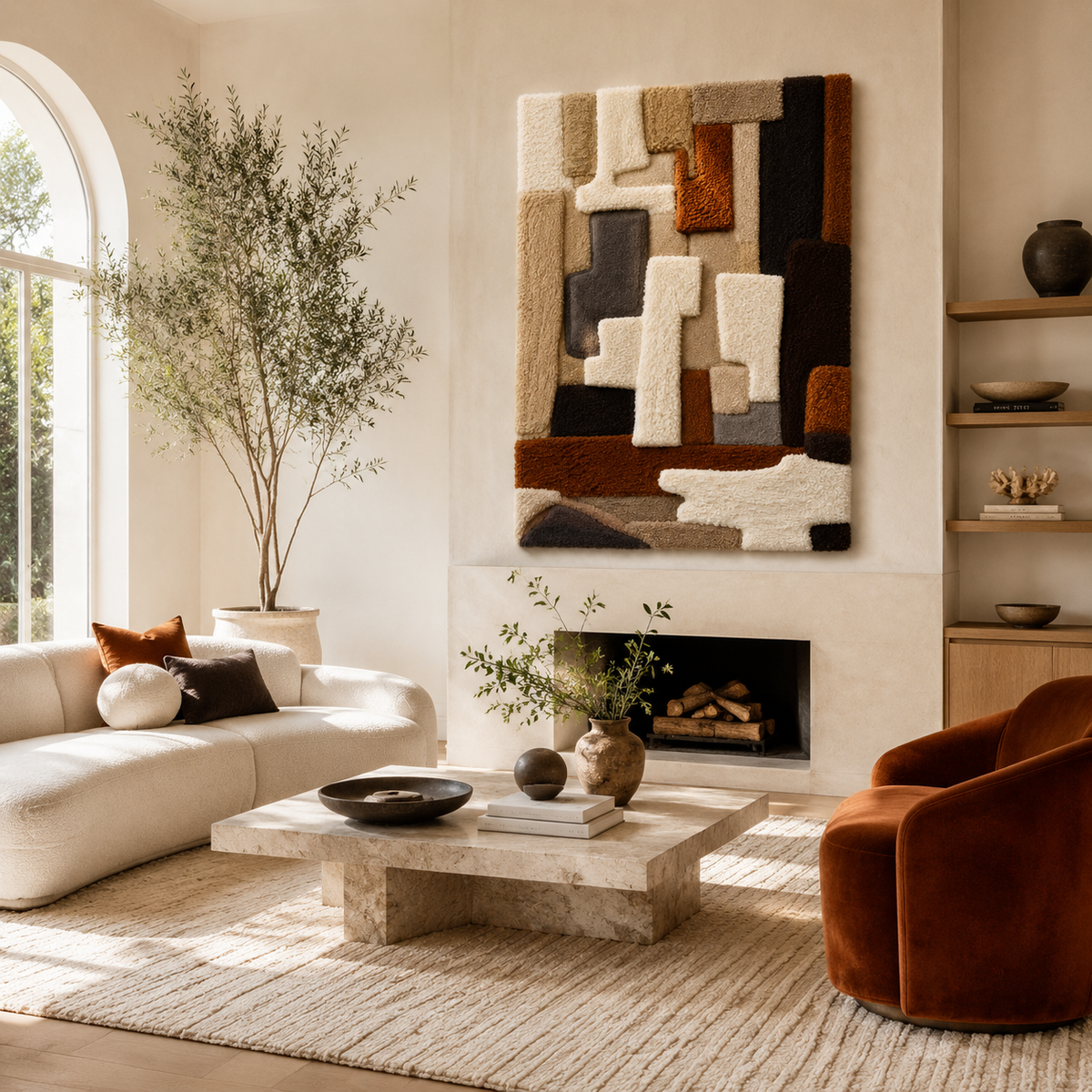 Layered Field wall art by Hewn Earth featuring textured, abstract design in earthy tones suitable for modern home decor.