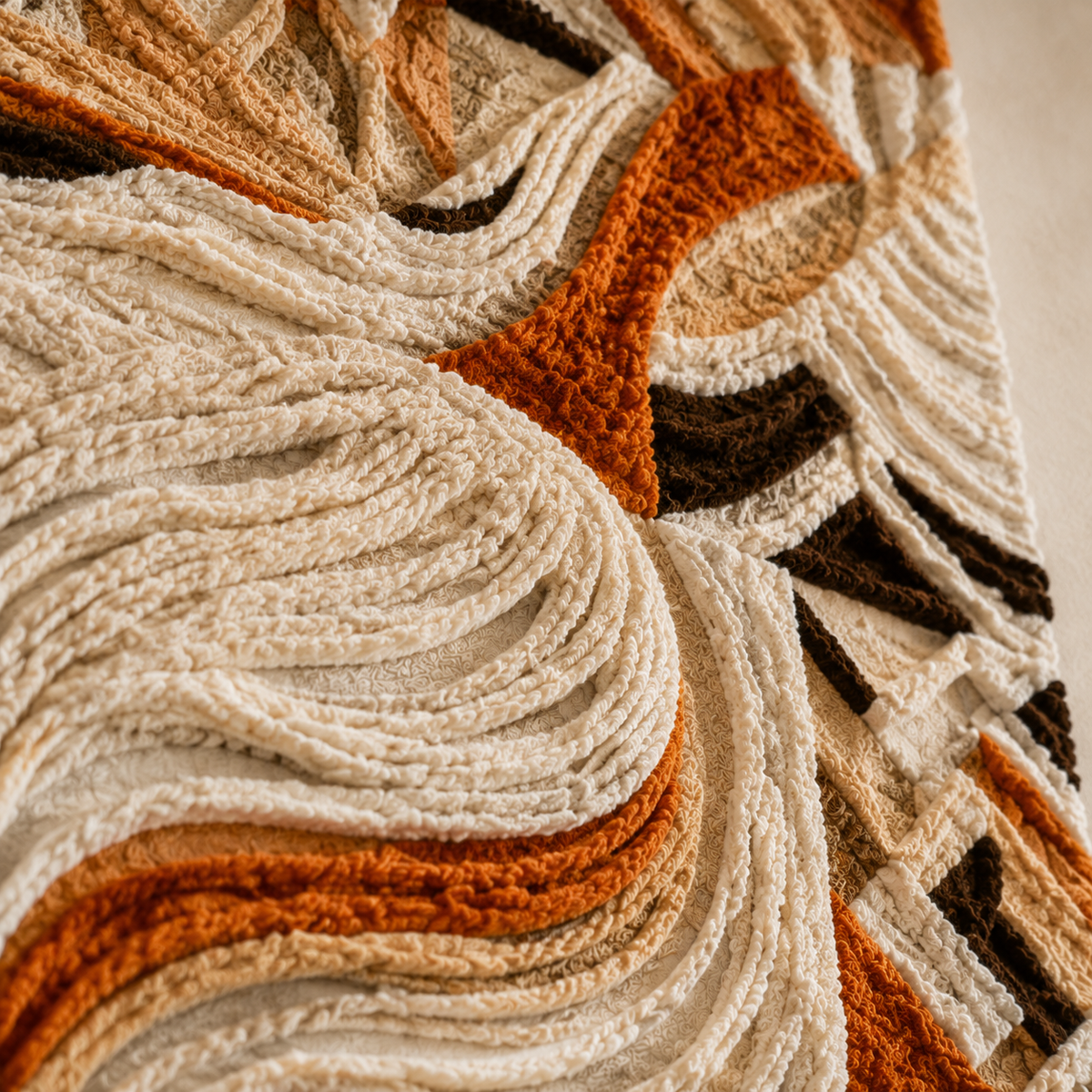 Hewn Earth Terra Wave Deco wall art featuring abstract wave design in neutral tones, suitable for modern interior decor.