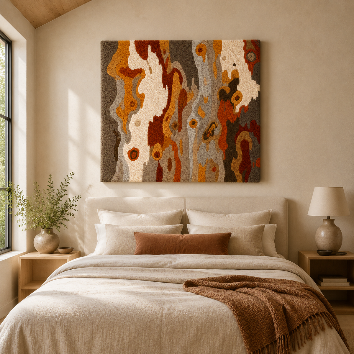 Hewn Earth Wood Grain wall art displaying natural wood texture and grain pattern on a rectangular canvas.
