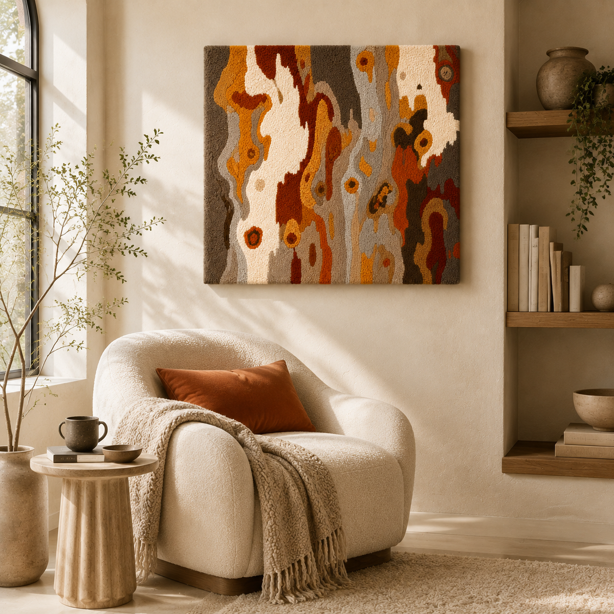 Hewn Earth Wood Grain wall art piece HE-0164 featuring natural wood grain texture and warm earthy tones for home decor.