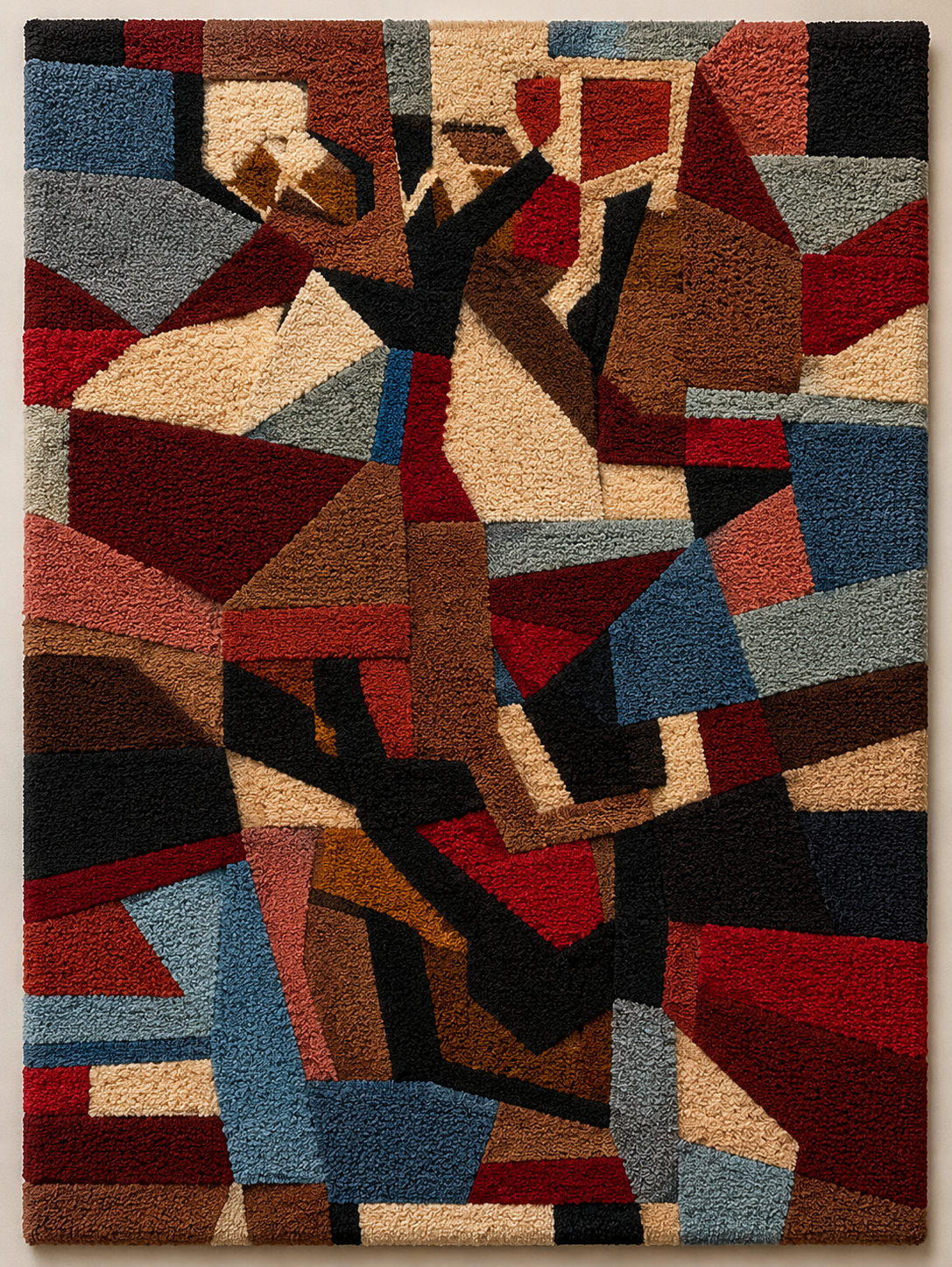 Hewn Earth Cubist Collage wall art featuring geometric shapes and layered textures in a modern abstract design.