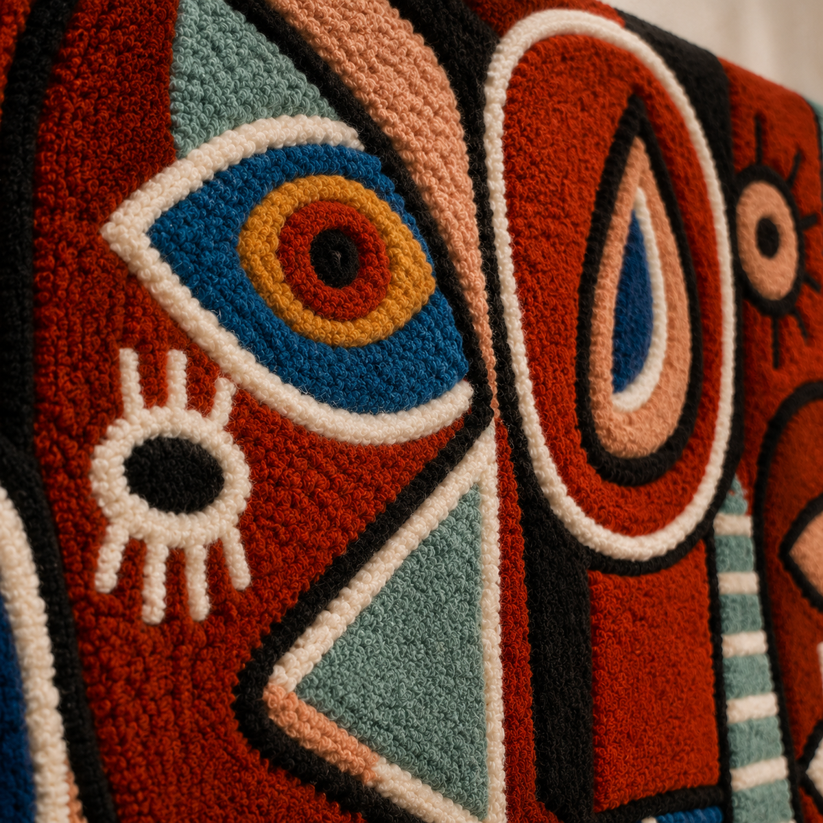 Hewn Earth Folk Mask wall art featuring a detailed, textured folk mask design in earthy tones for home decor.