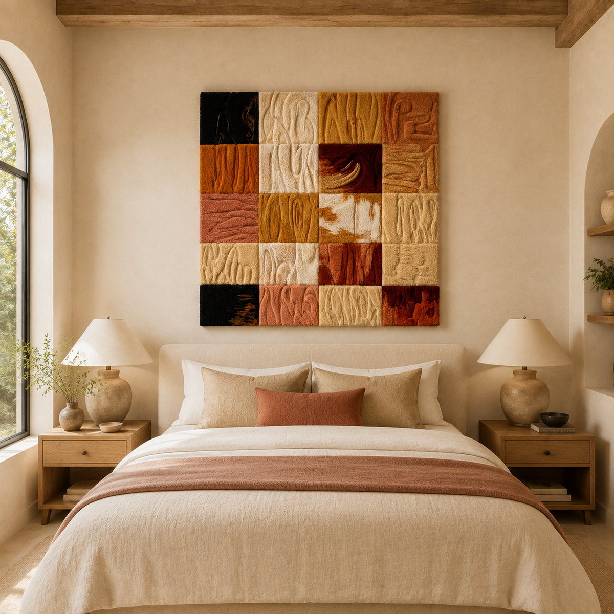 Hewn Earth Texture Sampler wall art displaying natural, earthy textures and patterns in neutral tones for home decor.
