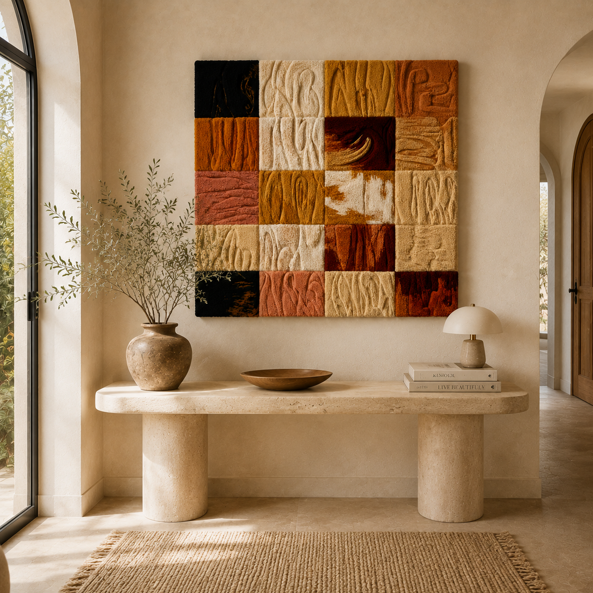 Hewn Earth Texture Sampler HE-0167 wall art showcasing natural, earthy surface patterns and textures in neutral tones.