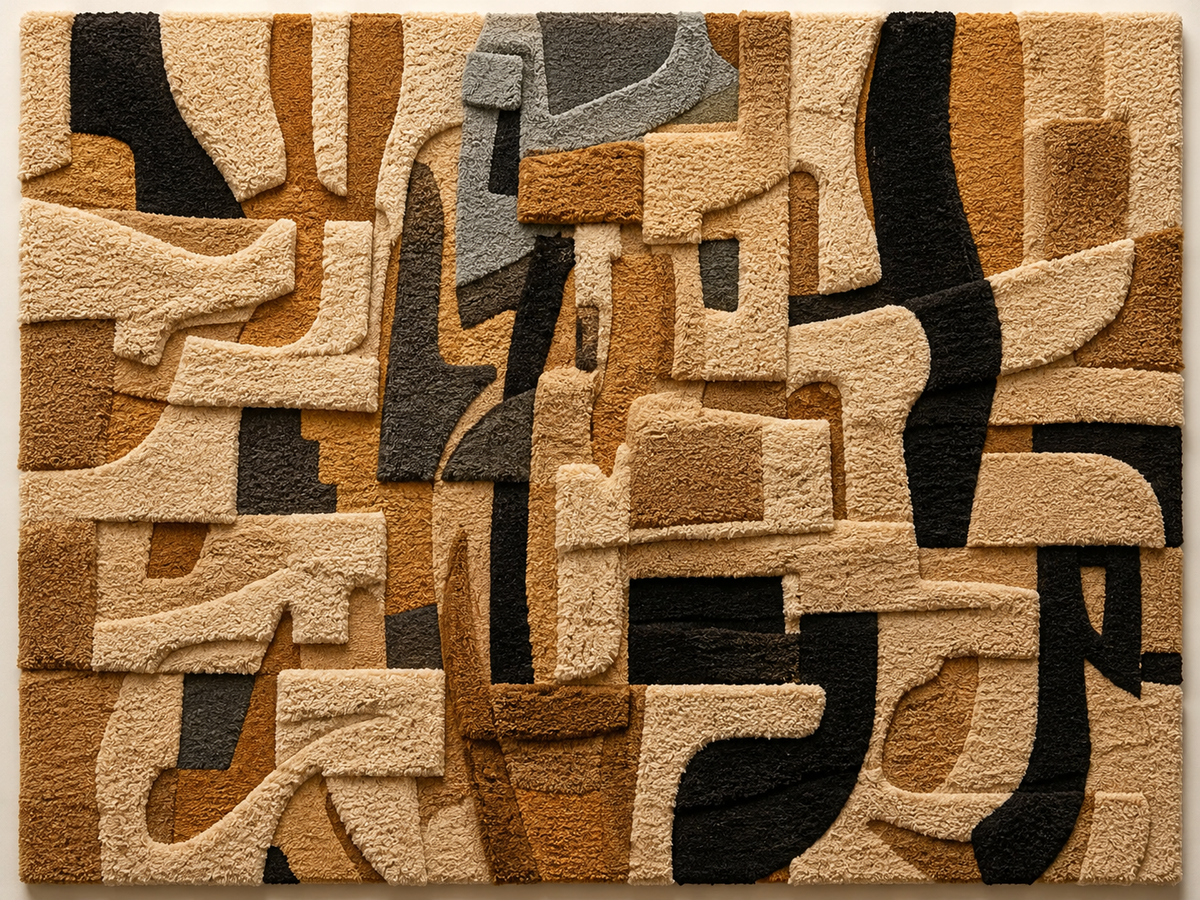 Ivory Hewn Earth Puzzle wall art, HE-0170, with intricate geometric design, displayed on a neutral background.