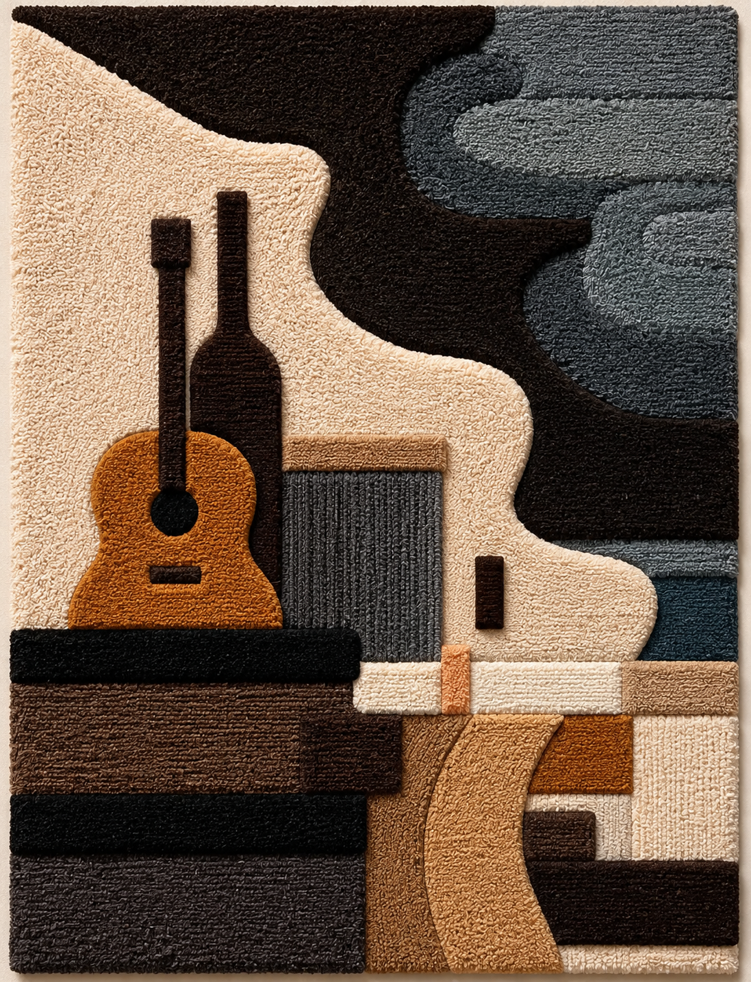 Hewn Earth Cubist Still Life wall art, abstract geometric shapes in a modern design, suitable for contemporary interior decor.