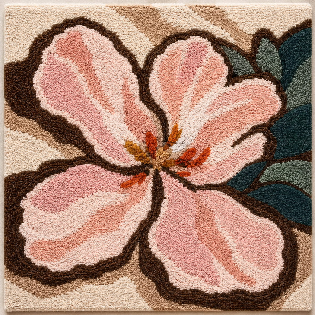 Pink Magnolia wall art by Hewn Earth featuring a vibrant pink flower design on a textured background.