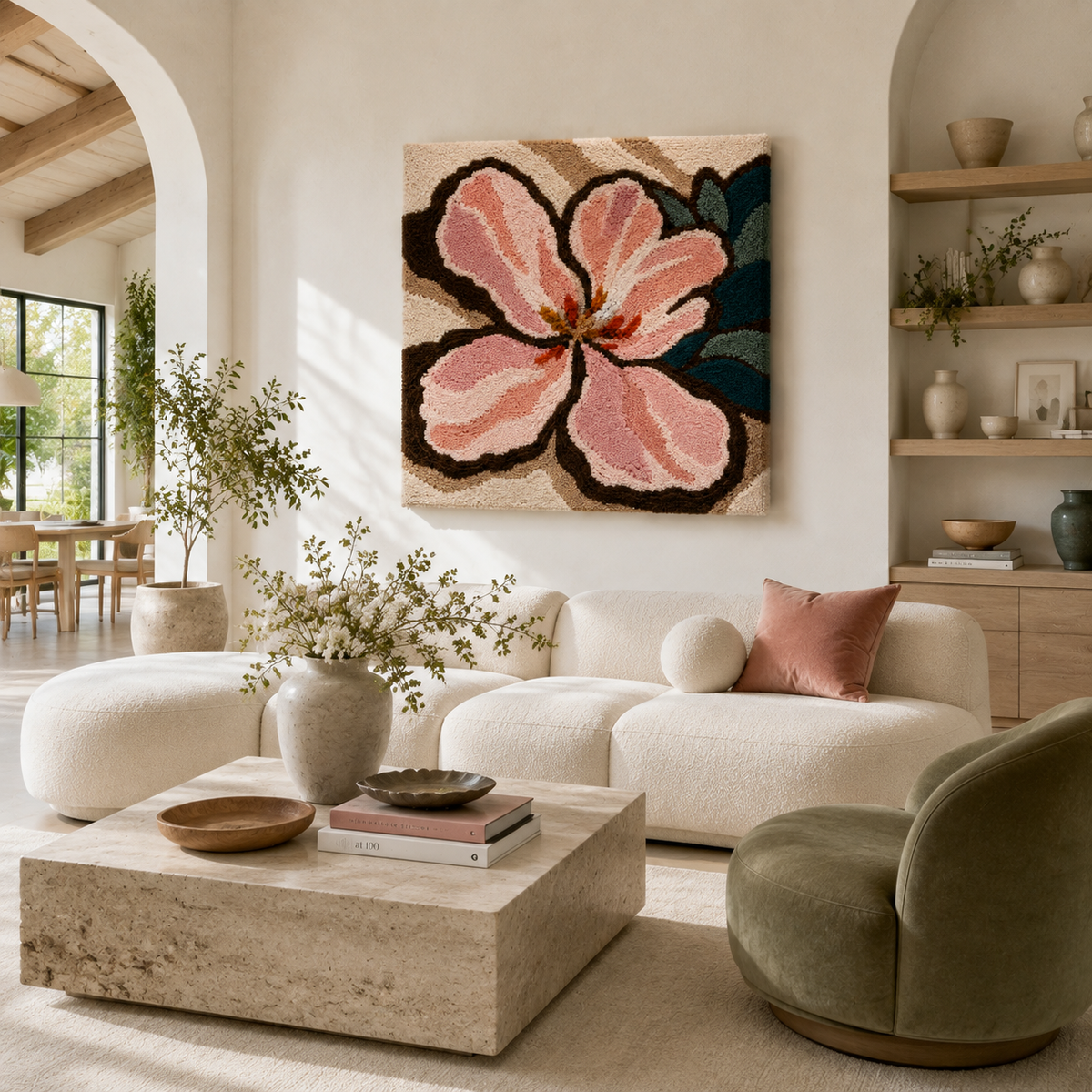 Pink Magnolia wall art by Hewn Earth, featuring a vibrant pink floral design on a canvas or print.