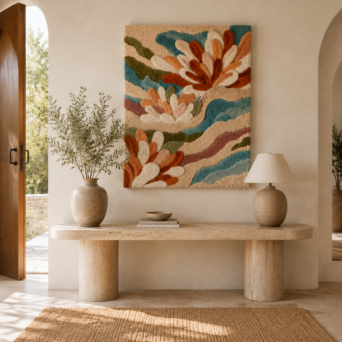 Hewn Earth Wildflower Cascade wall art, vibrant floral design in a natural, cascading arrangement for home decor.