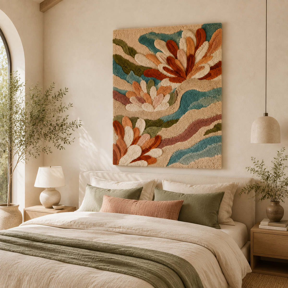 Hewn Earth Wildflower Cascade wall art featuring vibrant watercolor wildflowers in a cascading design on a white background.
