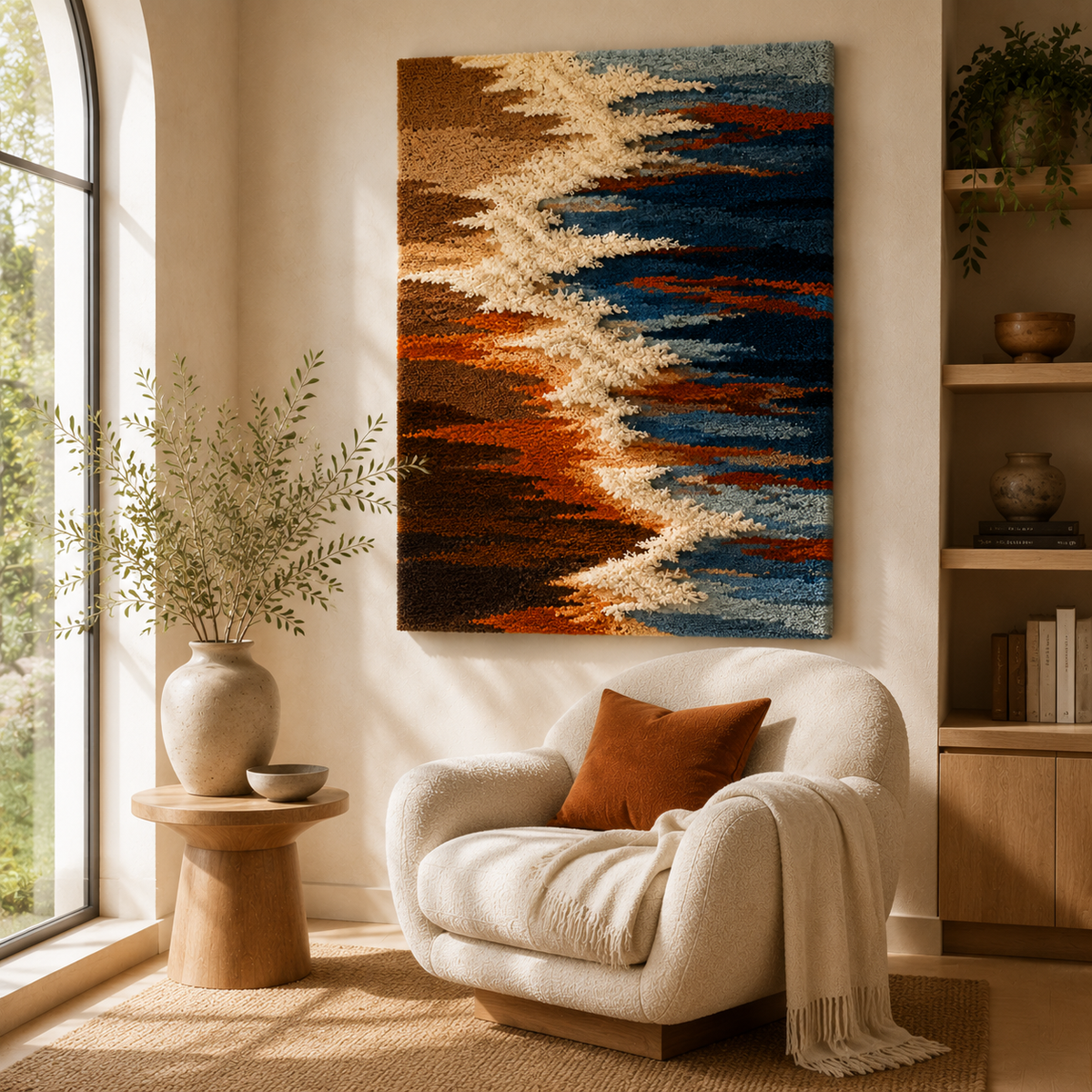 Hewn Earth Foam Line HE-0178 wall art featuring abstract foam-like textured design in neutral tones.
