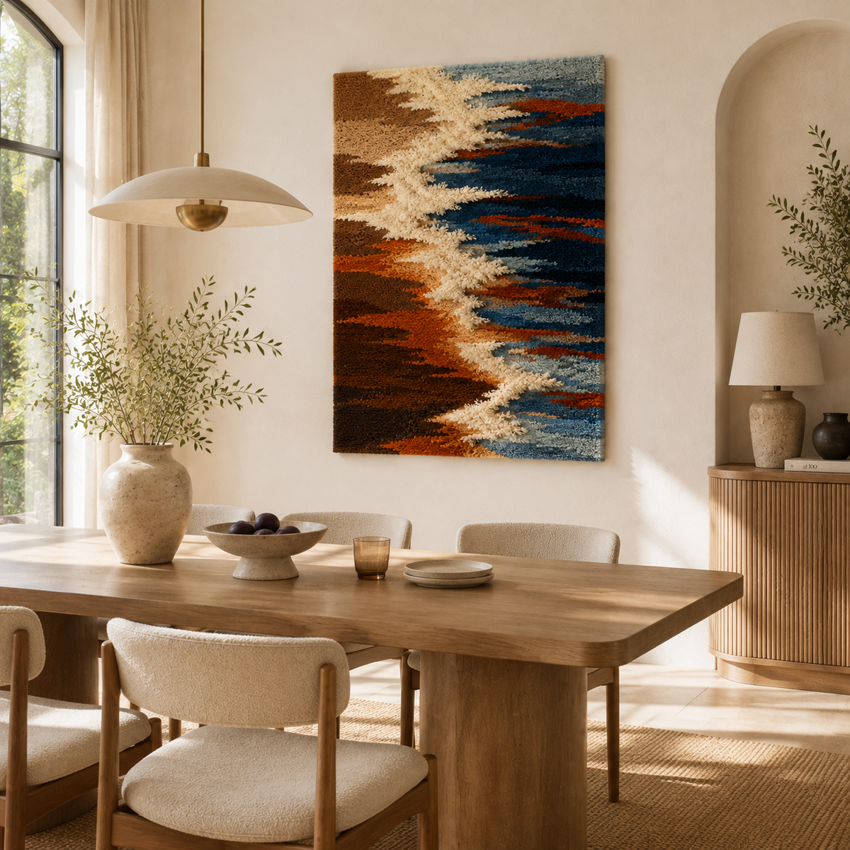 Hewn Earth Foam Line HE-0178 wall art featuring abstract foam-like textured design in neutral tones.