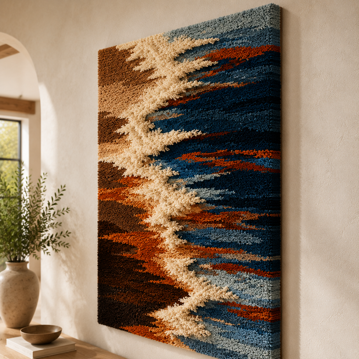 Hewn Earth Foam Line HE-0178 wall art featuring abstract foam-like textured design in neutral tones.