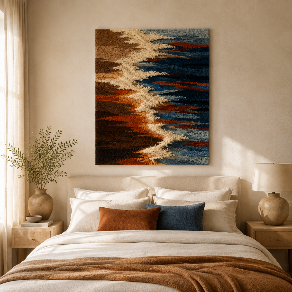 Hewn Earth Foam Line HE-0178 wall art, abstract geometric design in neutral tones, suitable for modern interior decor.