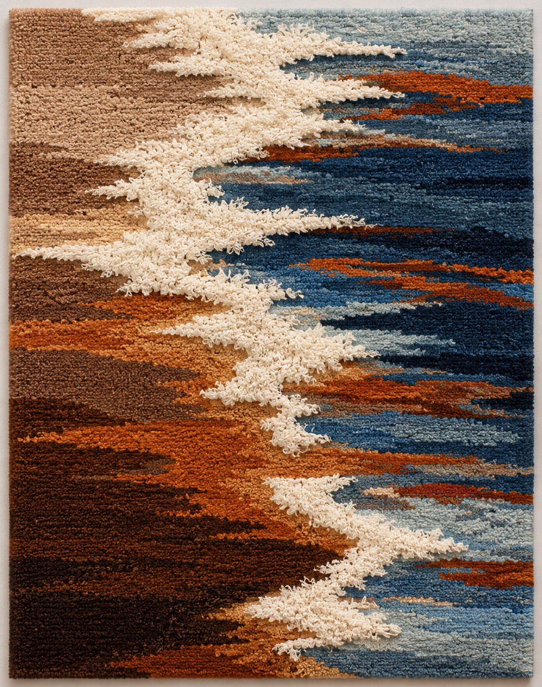 Hewn Earth Foam Line HE-0178 wall art featuring a textured, abstract foam design in neutral tones for modern interior decor.
