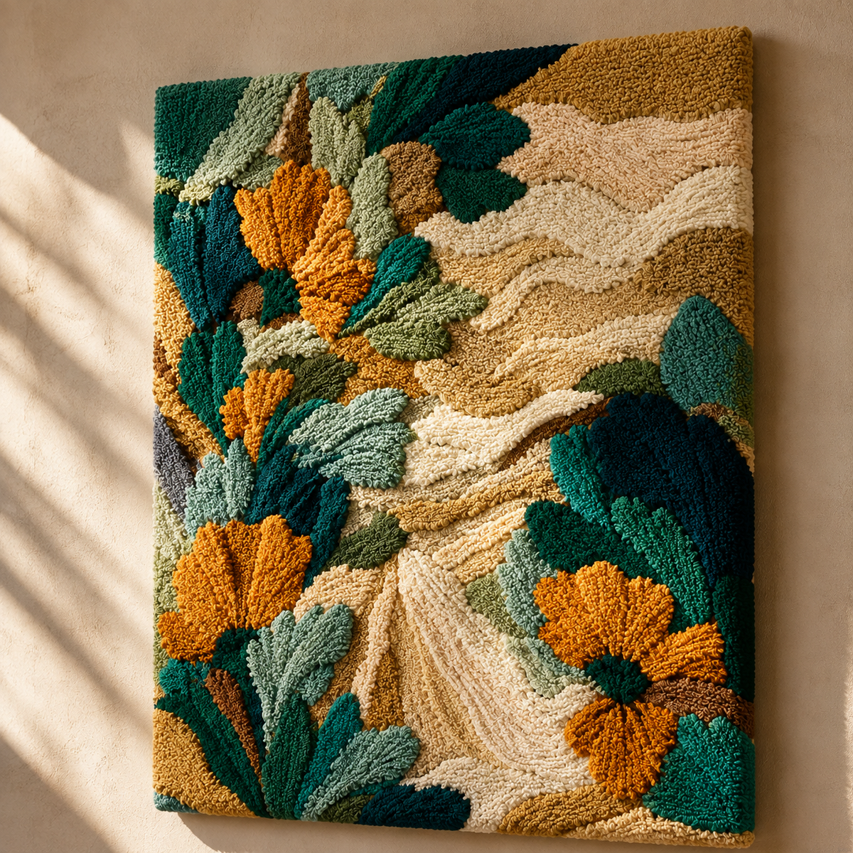 Hewn Earth Bloom on Foam wall art, abstract floral design in soft pastel tones, mounted on foam for modern home decor.