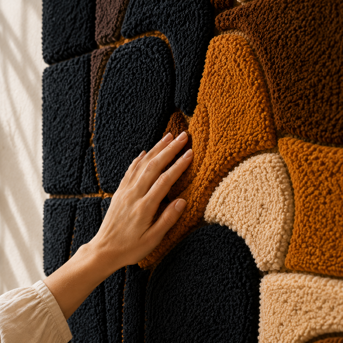 Cubist Cat wall art by Hewn Earth, modern geometric design in vibrant colors, suitable for contemporary home decor.
