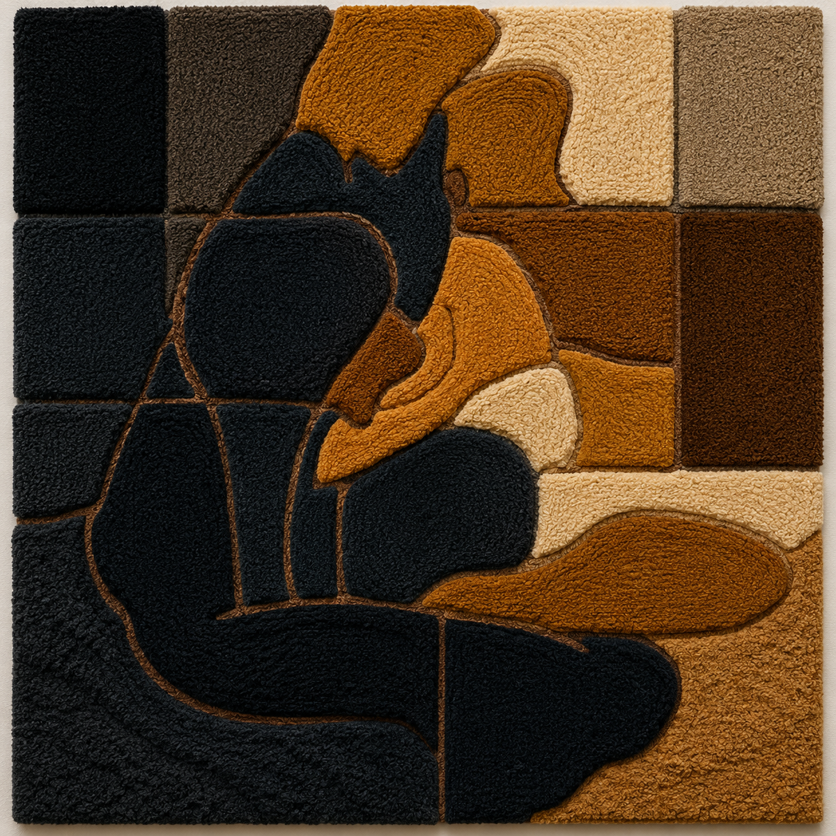 Cubist-style cat wall art by Hewn Earth, featuring geometric feline design on a neutral background.