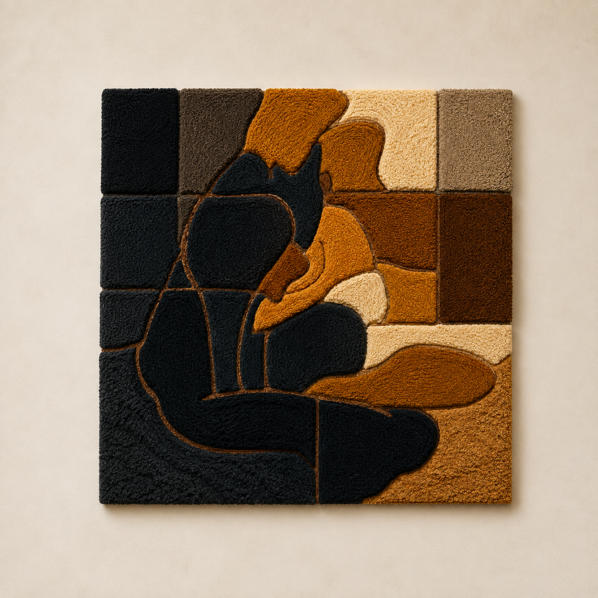 Cubist Cat wall art by Hewn Earth featuring geometric feline design on a textured background.