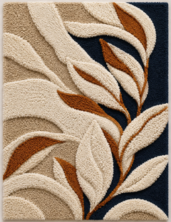 Ivory Leaves on Navy