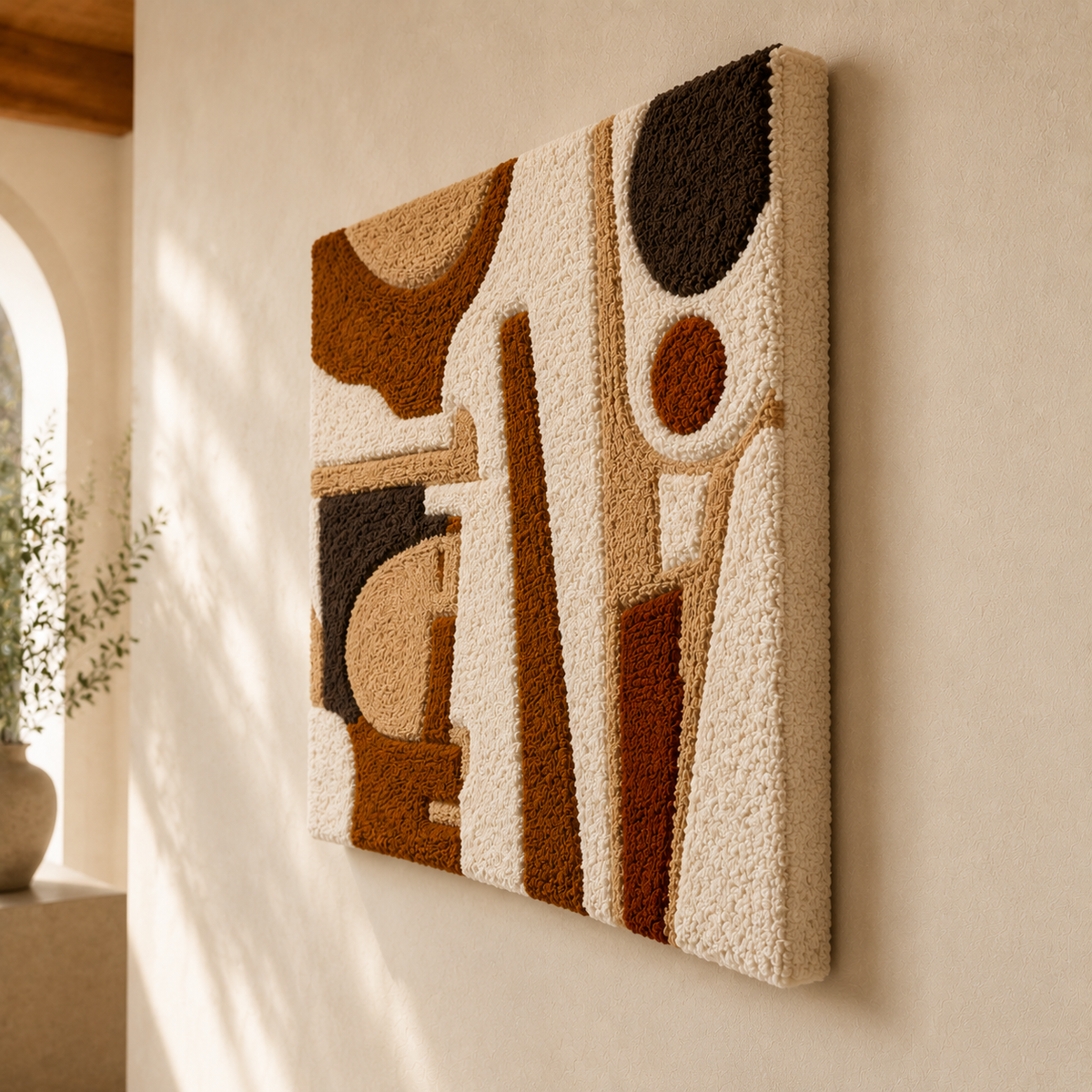 Hewn Earth Bauhaus Bowl wall art, abstract ceramic-inspired design in earthy tones, modern decorative wall piece.