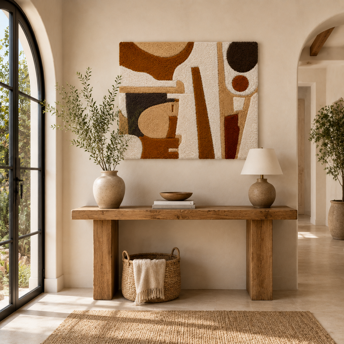 Hewn Earth Bauhaus Bowl wall art, abstract ceramic design in neutral tones, modern decorative wall piece for interior decor