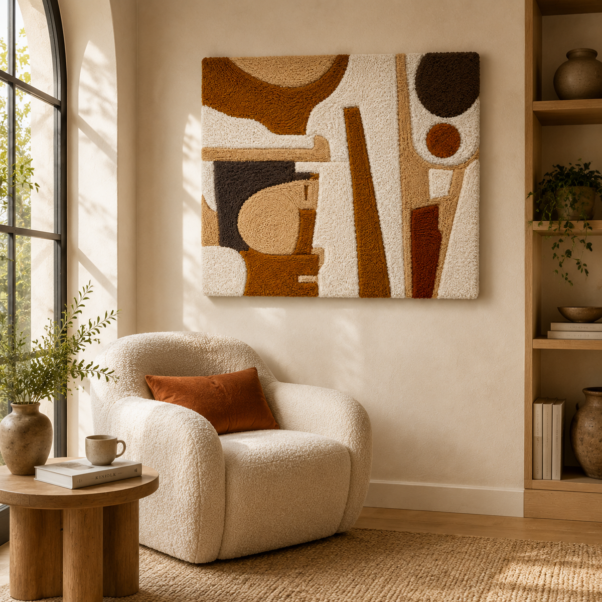 Hewn Earth Bauhaus Bowl wall art piece featuring geometric shapes and earthy tones for modern interior decor.