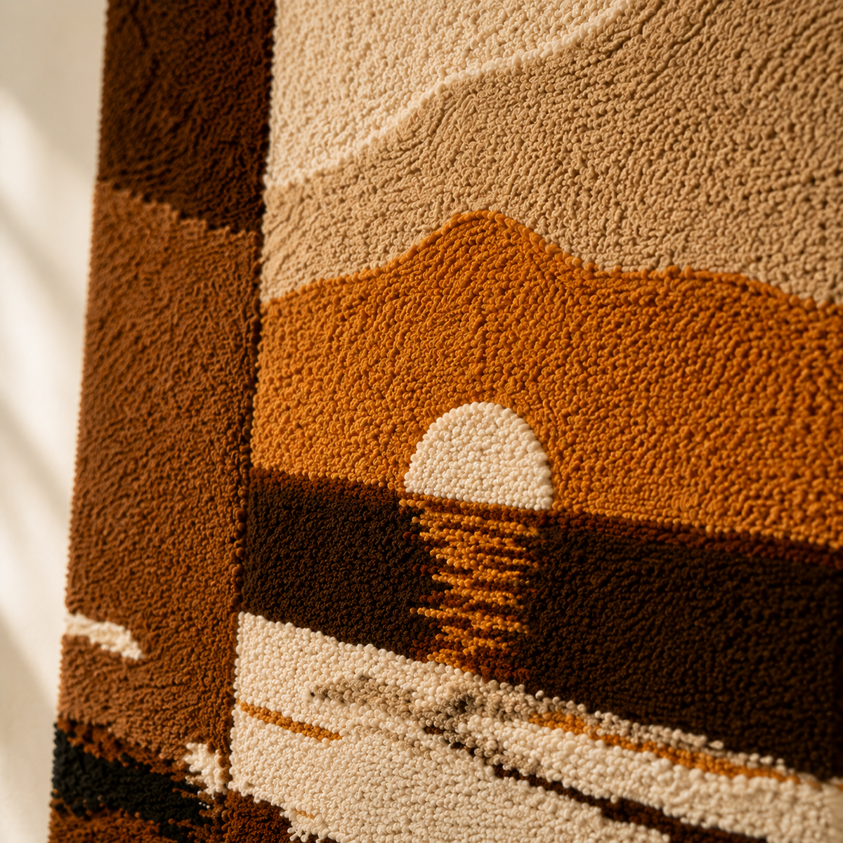 Hewn Earth Minimal Sunset wall art, abstract landscape painting in warm tones, suitable for modern home decor.
