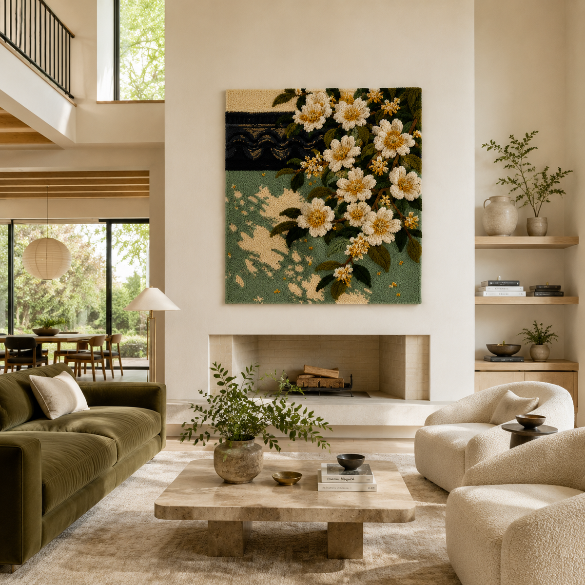 Hewn Earth Sage Meadow wall art, HE-0192, featuring a serene, nature-inspired design with sage green tones and abstract foliage.