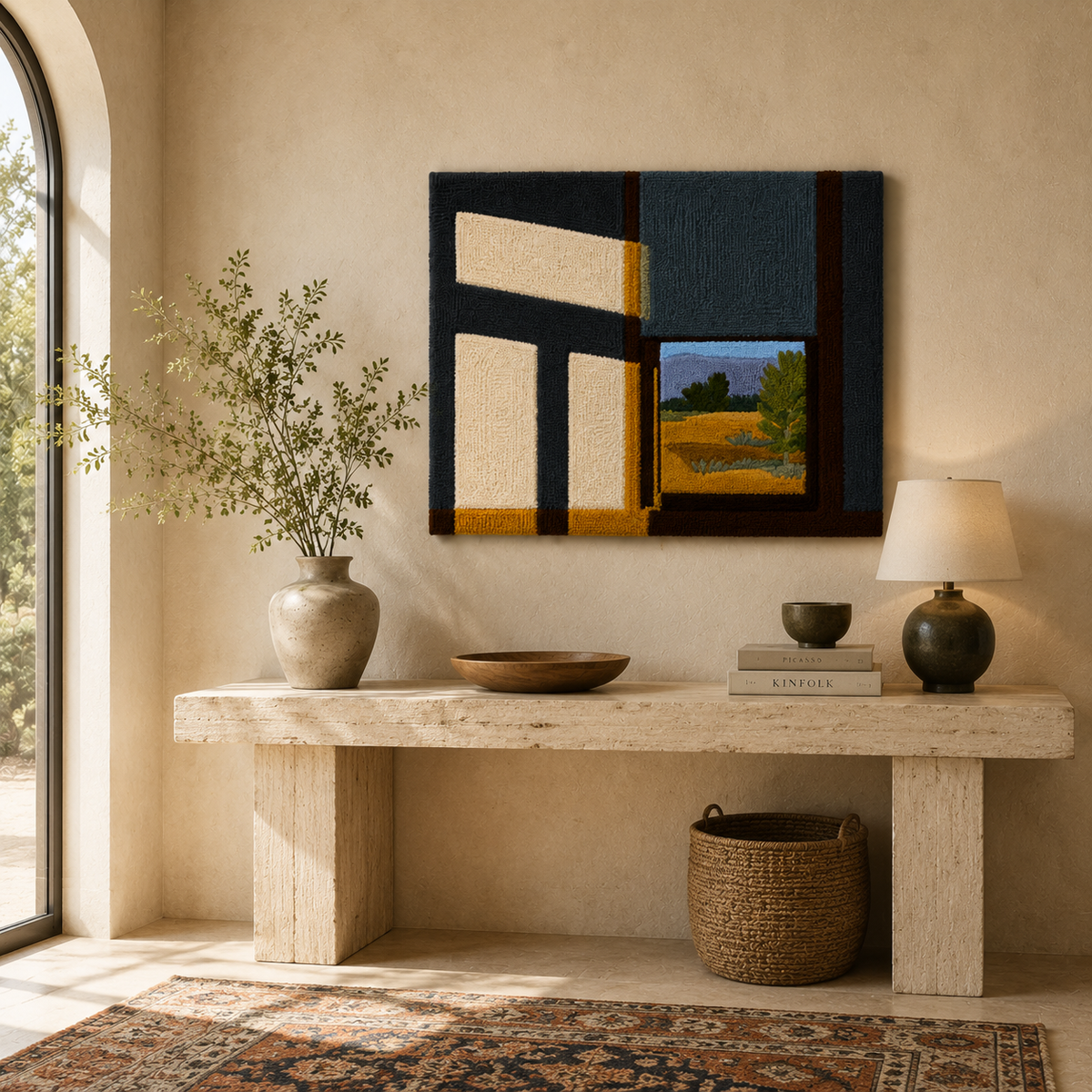 Hewn Earth wall art featuring an open window design, showcasing natural wood textures and earthy tones for rustic home decor.