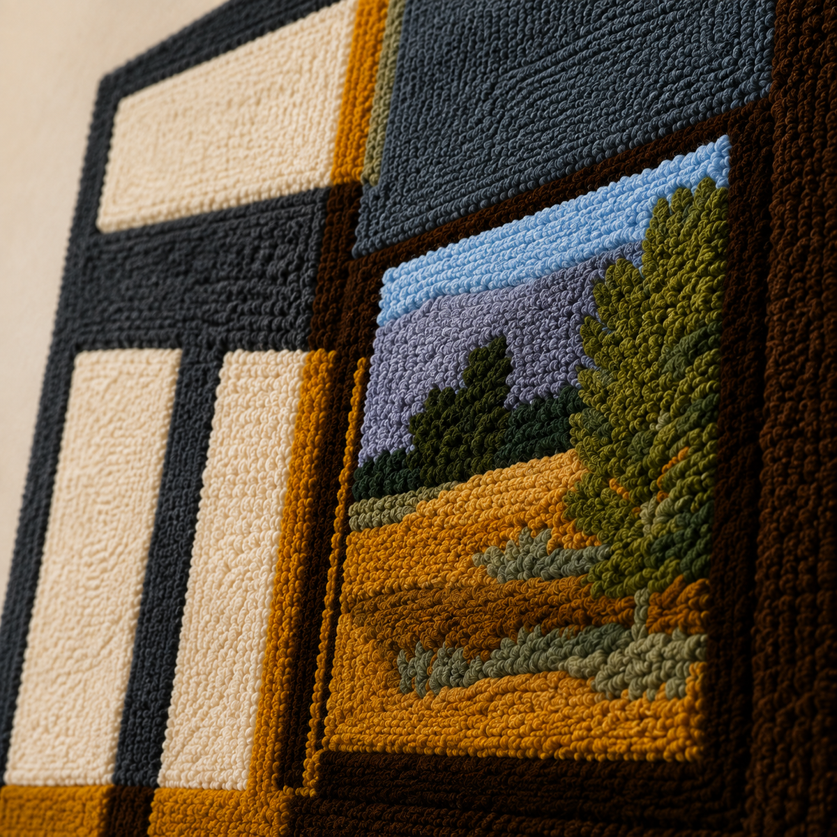Hewn Earth wall art Open Window HE-0195 featuring a scenic landscape view with open window frame artwork.