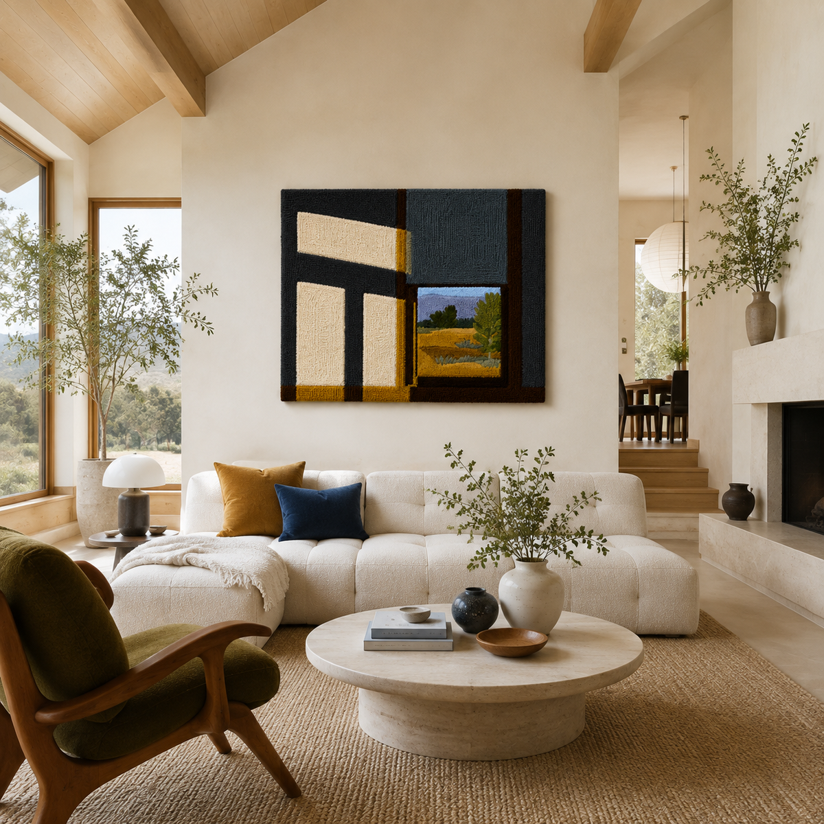 Hewn Earth Wall Art Open Window HE-0195, minimalist wall decor with a natural, open window design in neutral tones