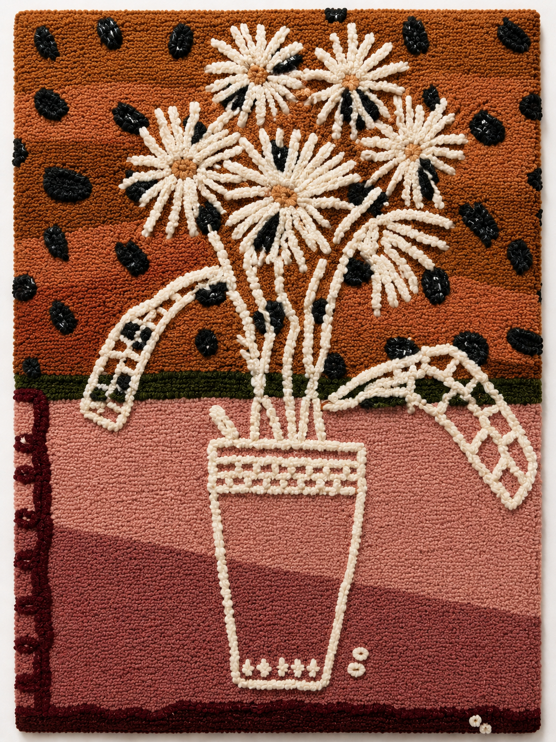 Hewn Earth wall art featuring Naive Daisies in a vase, vibrant floral illustration for home decor.