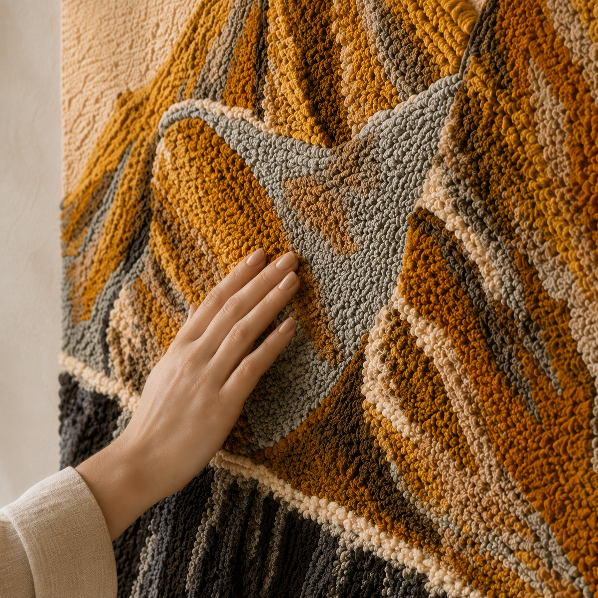 Hewn Earth Gilded Peaks HE-0197 wall art featuring abstract mountain design in gold and black tones.