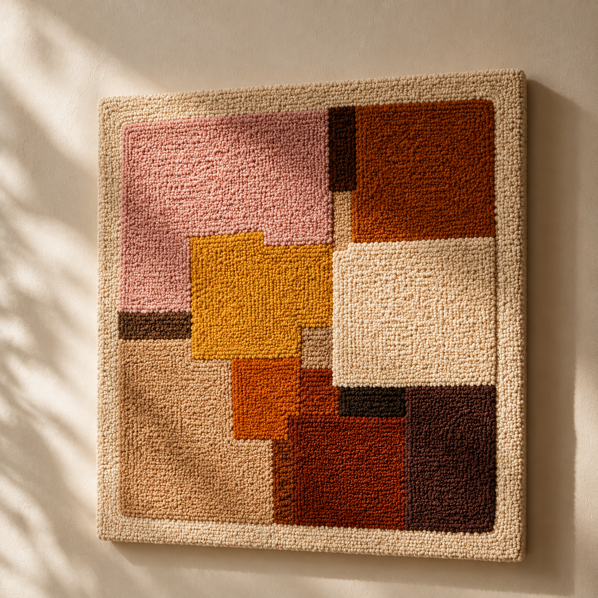 Hewn Earth Blush Bauhaus wall art, geometric abstract design in soft blush tones, modern decorative piece for interior walls
