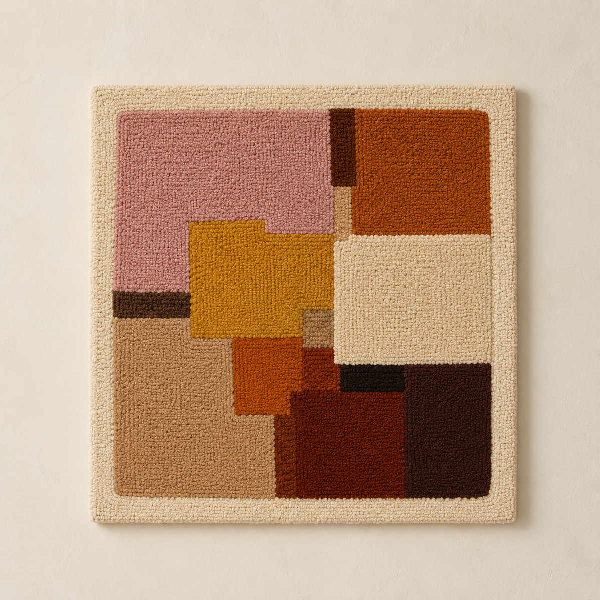 Hewn Earth Blush Bauhaus wall art, modern geometric design on canvas, vibrant pink and beige tones for contemporary home decor