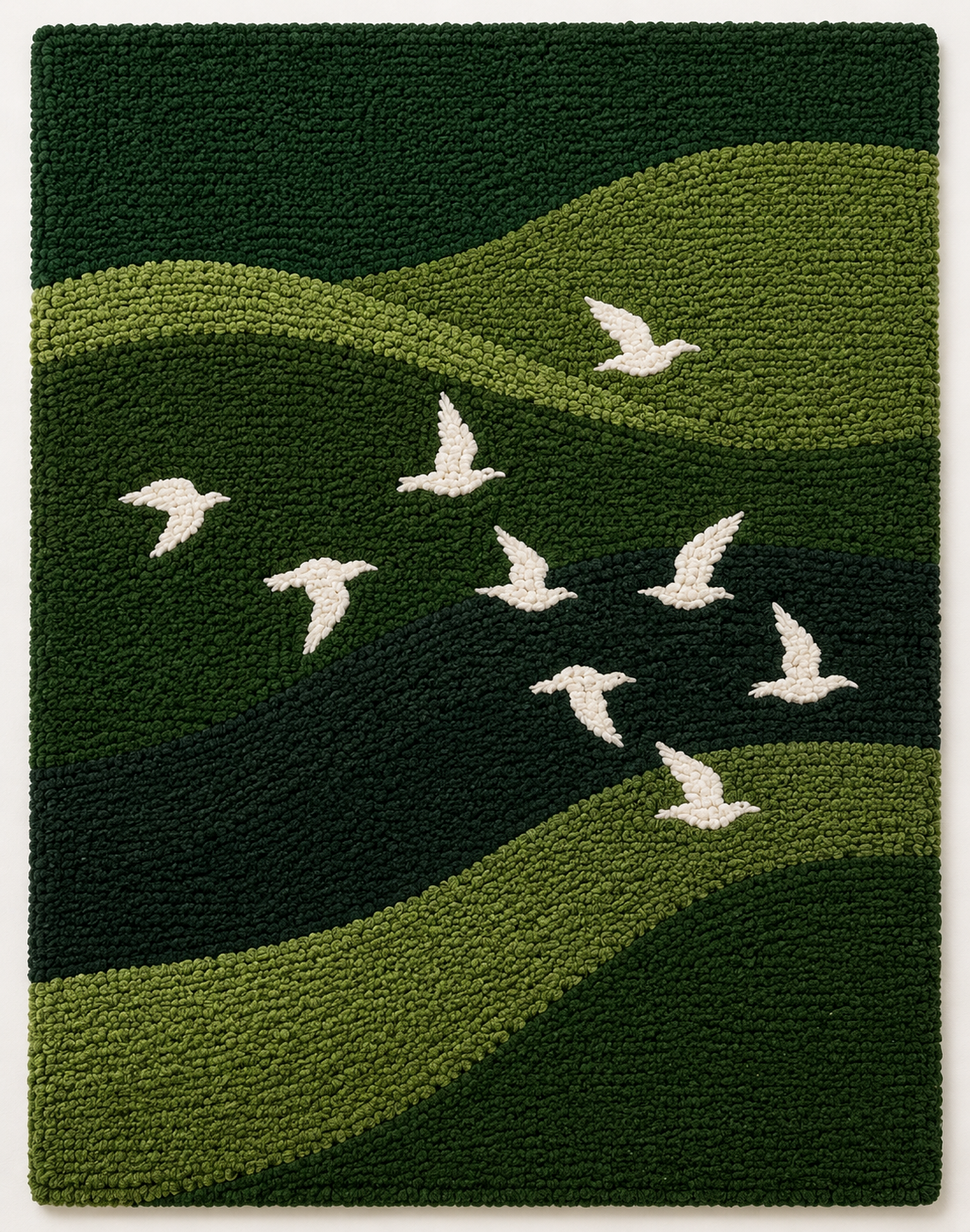 White doves wall art by Hewn Earth featuring a serene scene of soaring white doves on a neutral background.